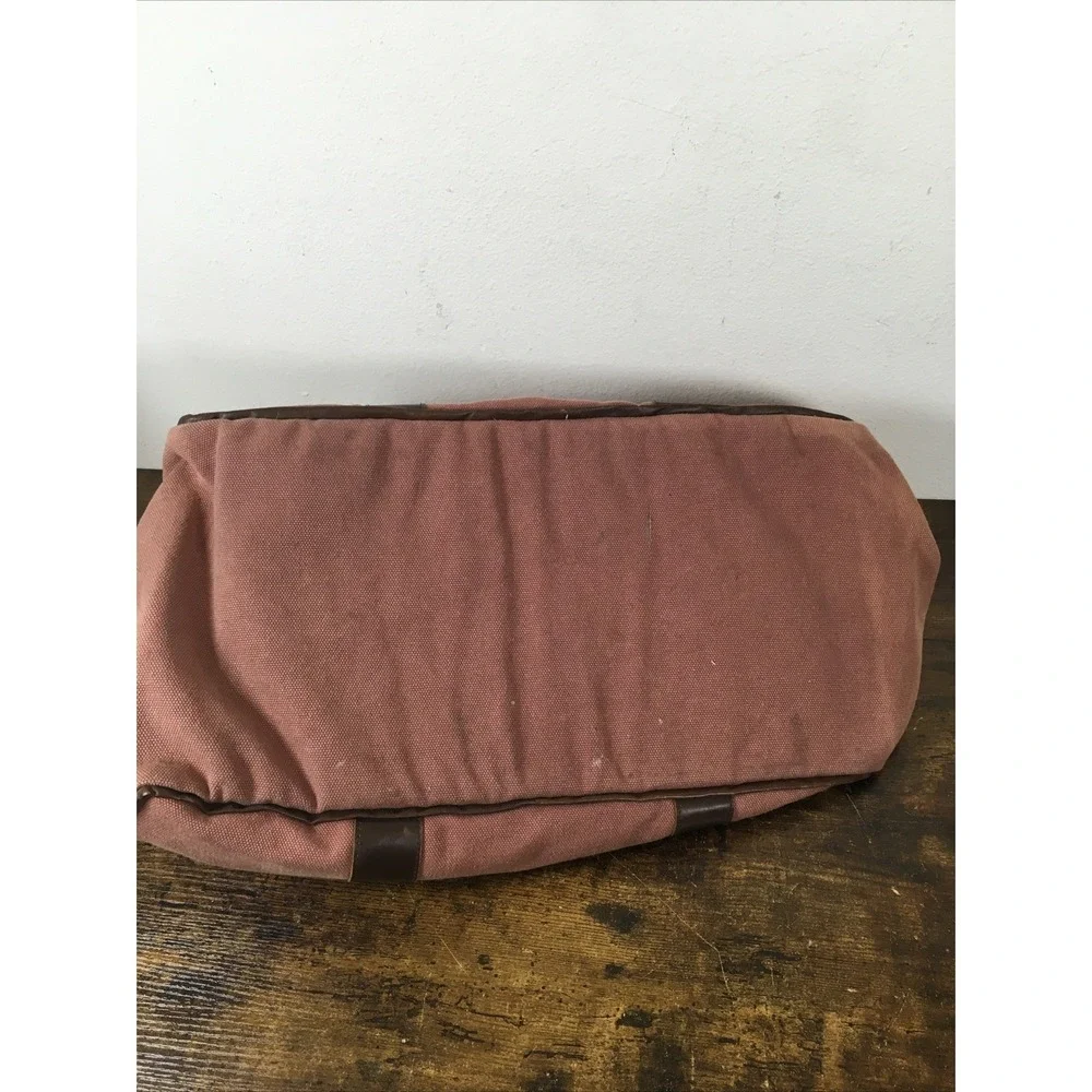Plow & Hearth Dusty Rose Canvas Log Carrier Leather Handles Rustic Country Livin
